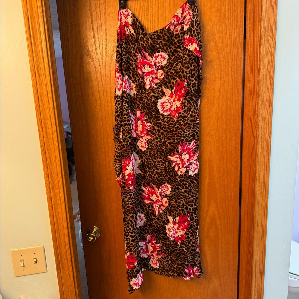 Victoria's Secret Leopard and Pink Floral Sheer Swim Cover up Sarong